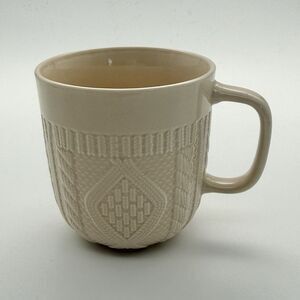 Thoughtfully Stoneware Ivory Cable Knit Sweater Ceramic Coffee Tea Mug Cup 12 oz